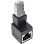 InLine Cat.6A pataisos laido adapteris, RJ45 ki&scaron;tukas / lizdas, 90&deg; kampu žemyn