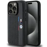 BMW Perforated Tricolor Line Hard Case, skirta Apple iPhone 15 Pro 6.1, juoda