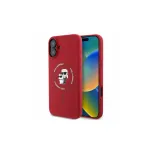 Karl Lagerfeld KLHMP16SSCMKCRHR iPhone 16 6,1 inch Red Silicone Hard Case with Karl & Choupette Ring and MagSafe