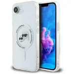 KARL LAGERFELD IML Metal Karl & Choupette Heads MagSafe Dėklas, skirtas iPhone 16e/17e, Baltas