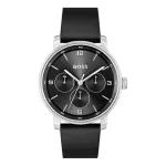 BOSS Vyrų laikrodis 1514125 Velocity kvarcinis chronografas 44 mm mėlynas ciferblatas rudas odinis dirželis
