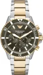 Armani AR11361 42mm vyri&scaron;kas laikrodis su chronografu, nerūdijančio plieno tinklelio apyranke ir juodu ciferblatu
