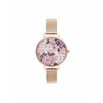 Olivia Burton Women's Lucky Bee Watch OB16LP01 &ndash; 34 mm rožinio aukso spalvos korpusas, baltas ciferblatas, pilka odinė apyrankė