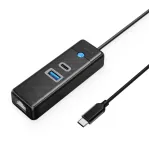 ORICO PW3UR25-C3 USB-C Hub 3 prievadai USB-A 3.0 USB-C 3.0 2.5G Ethernet 0,15m Juoda