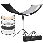 K&F Concept U-Shape 4-in-1 Curved Reflector 180x60cm su &scaron;viesos stovu ir ne&scaron;iojimo krep&scaron;iu