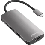 Kelių prievadų adapteris Sharkoon USB 3.0 Type C 3.2 Gen 1 pilka