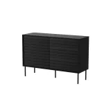 Komoda CORTINA 1D3S cama meble 120x40x81 cm, juoda, 3 stalčiai, laminuota medžio drožlių plok&scaron;tė