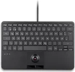 PERIX PERIBOARD-427 H DE laidas USB mini klaviatūra su integruotu trackball ir ap&scaron;vietimu, juoda