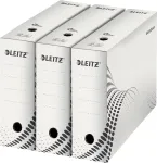 LEITZ easyboxx archyvavimo dėžė balta, 100 mm nugarėlė, 100% perdirbtas gofruotas kartonas, dvigubi uždaromieji atvartai, 25 vnt. pakuotė (6132-00-00)