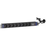 DSIT 19 inch 8 lizdų PDU su apsauga nuo vir&scaron;įtampių ir įžeminimo kontaktu (DS-8PDU-SPD-PE)