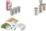 Metaltex Shake Line prieskonių barstytuvų rinkinys, 3 vnt., stiklas su nerūdijančio plieno ir plastiko sukamaisiais dangteliais, 100 ml kiekvienas 259851000