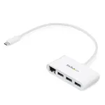 StarTech.com 3 prievadų USB-C centras su Gigabit Ethernet - USB-C į 3x USB-A - USB 3.0 centras - Baltas