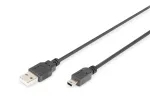 DIGITUS USB 2.0 jungiamasis laidas, tipas A - mini B (5 kontaktais) M/M, 1m, juodas