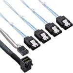 InLine Mini SAS HD kabelis SFF-8643 kampuotas į 4x SATA su &scaron;onine juosta 1m