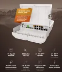 Tinklo jungiklis MikroTik netPower Lite 8P &mdash; 8&times; Gigabit Ethernet (10/100/1000), PoE (IEEE 802.3af/at), 24&ndash;57 V įėjimas, baltas