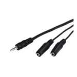 Wentronic Goobay adapterinis kabelis 3,5 mm lizdas, juodas, 0,2 m - 3,5 mm ki&scaron;tukas (3 kontaktai, stereo) > 2x 3,5 mm lizdas (2 kontaktai, mono) (50465)