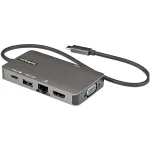 StarTech.com USB-C kelių prievadų adapteris - USB-C į 4K 30Hz HDMI arba 1080p VGA - USB Type-C mini dokas su 100W PD perdavimu, 3 prievadų USB 5Gbps &scaron;akotuvas, GbE - 30 cm pritvirtintas kabelis