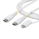 StarTech.com 1m 2-in-1 USB-C įkrovimo laidas su Lightning adapteriu, 30W/60W (3A), Apple MFi, pintas, iPhone/iPad/Android