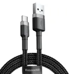 BASEUS Braided Cafule greito įkrovimo laidas USB-A į USB-C 2A 3m pilka/juoda (nailoninis)