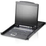 ATEN CL1308N LCD KVM Console su 8 prievadų KVM jungikliu - 19 inch LCD, PS/2 ir USB, VGA, 1280x1024, juoda, 1U montuojama į stelažą