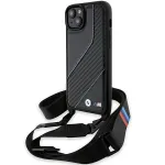 BMW BMHCP15S23PSCCK iPhone 15 / 14 / 13 Black Hardcase M Edition Carbon Stripe & Strap