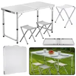 LEAN sulankstomas stalo ir kėdžių komplektas 4 kėdės, pilkas