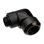 Alphacool Eiszapfen 13mm HardTubo įsukama jungtis 90&deg; pasukama G1/4 &ndash; kampinė kompresinė jungtis skysčio au&scaron;inimo sistemai &ndash; giliai juoda