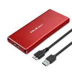 Qoltec 51831 i&scaron;orinis M.2 SATA SSD disko dėklas, USB 3.0, iki 2 TB, raudonas