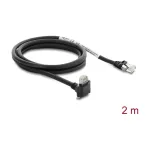 Delock GigE kameros kabelis RJ45 ki&scaron;tukas 90&deg; kampu su varžtais į RJ45 ki&scaron;tuką, Cat.6 S/FTP, 2m, juodas