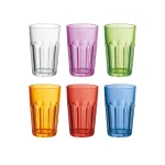 Guzzini HAPPY HOUR 6 vnt. auk&scaron;tų briaunuotų stiklinių asorti 400 ml