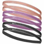Nike Swoosh Sport Metallic plaukų rai&scaron;čiai, 6 vnt. &ndash; persikų, rožinės, pilkos spalvos