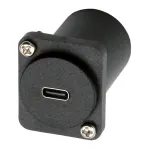EXSYS EX-49158 D-Type USB-C moteri&scaron;kas į moteri&scaron;ką adapteris, USB 3.2 Gen 1, skydinis montavimas, juodas