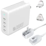 Vidinis kintamosios srovės greitasis įkroviklis 4smarts 545200 &mdash; 200 W, 4&times; USB-C, 100&ndash;240 V, 1,5 m laidas, baltas