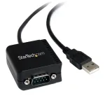 StarTech.com ICUSB2321FIS 1 prievado FTDI USB&ndash;RS232 DB9 nuosekliojo prievado kabelis-adapteris, su optine izoliacija, 2,5 m, juodas