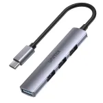 USB-C &scaron;akotuvas Unitek H1208B &mdash; 1x USB-A 5 Gbps, 3x USB-A 2.0, USB-C lizdas, aliumininis korpusas, 0,20 m kabelis