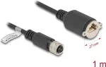 Tinklo kabelis DeLOCK M12 D-koduotas 4 kontaktų ki&scaron;tukas į RJ45 lizdą Cat5e 1 m juodas