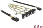 DeLOCK 85683 SATA/SAS kabelis, Mini SAS SFF-8087 &ndash; SATA, vidinis maitinimas 8 kontaktų, 0,5 m