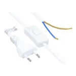 Euro-Netzkabel Euro-Stecker Typ C (gerade) an abisolierte Enden, mit Schalter, wei&szlig;, 0,75 mm&sup2;, 1,5 m, Good Connections&reg; (P0386-W015)