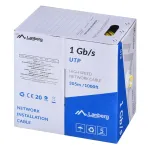 Tinklo kabelis LANBERG LCU6-10CC-0305-Y U/UTP Cat6 305 m Geltonas, 23 AWG, 250 MHz