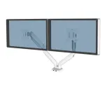 Fellowes Platinum Series Dviejų Monitorų Laikiklis - Monitorių Stovas Dviem 8KG 40 Colių Ekranams - Reguliuojamas Dviejų Monitorių Stalas - Pakreipimas 45&deg; Pasukimas 180&deg; Sukiojimas 360&deg; Sukimasis 360&deg;, VESA 75 x 75/100 x 100 - Baltas