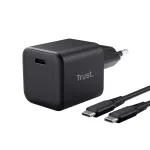 Įkroviklis TRUST Maxo ultra-mažas 65W GaN USB-C juodas su 2m kabeliu