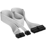 Corsair Premium Sleeved 24 kai&scaron;čių ATX kabelis, Gen 5, Type-5 maitinimo &scaron;altiniui - Baltas