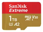 SanDisk Extreme microSDXC 1TB kortelė + SD adapteris, skaitymas 190 MB/s, ra&scaron;ymas 130 MB/s, A2, C10, V30, UHS-I U3