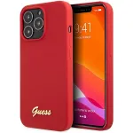 Guess GUHCP13XLSLMGRE iPhone 13 Pro Max 6.7 Burgundo spalvos silikoninis kietas dėklas su vintažiniu auksiniu logotipu
