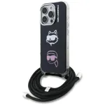 KARL LAGERFELD IML Crossbody Case su Karl & Choupette galva, skirtas Apple iPhone 16 Pro Max, juodas