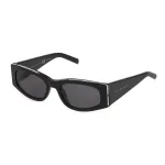 Philipp Plein moteri&scaron;ki katės akies akiniai nuo saulės SPP025S550700 &ndash; blizgūs juodi acetatai, dūminiai lę&scaron;iai, UV400