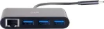 C2G USB-C Hub with Ethernet - 3-Port USB Hub - 3 x SuperSpeed USB 3.0 + 1 x USB-C + 1 x Gigabit Ethernet - Desktop - Black