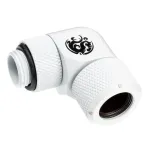 Jungtis BitsPower BP-DWE90RMLA12 &mdash; žalvarinė 90&deg; kampinė jungtis, balta, &Oslash; 12 mm