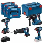 BOSCH 18V kombinuotas rinkinys GSR 18V-90C, GDX 18V-210C, GBH 18V-24C, GSA 18V-28, 1x 4.0 Ah, 2x 5.5 Ah