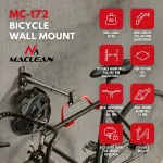 MACLEAN MC-172 Horizontalus sieninis dviračio laikiklis, plieninis, 30 kg apkrova, reguliuojamas kampas, sulankstomas, juodas